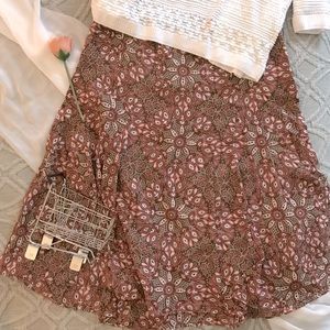 LOFT Floral Knee Length Skirt